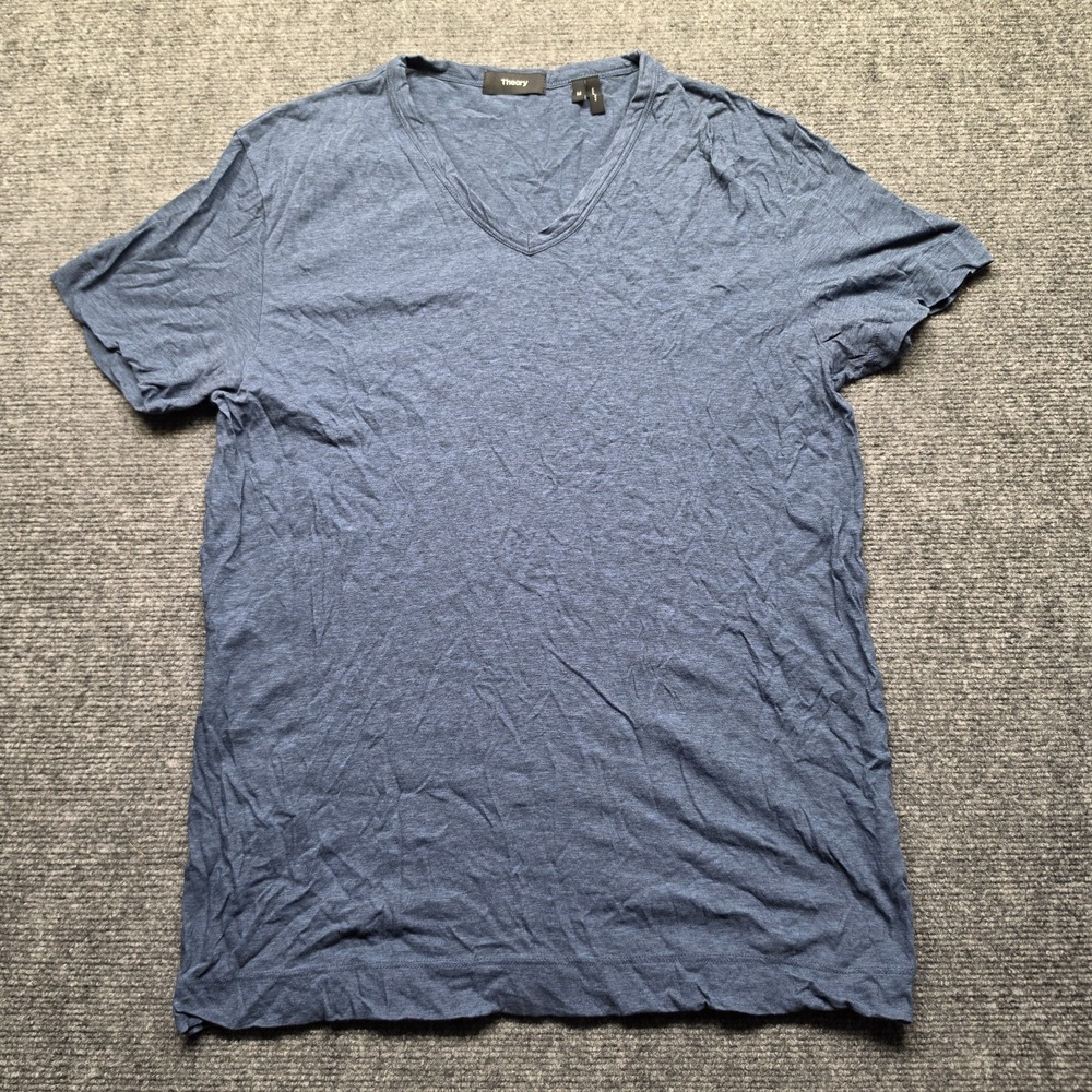 Theory Mens Medium Blue Pima Cotton V-Neck T-Shirt Gaskell Hasten G1094508 Peru